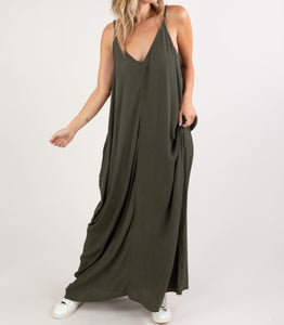 Augusta Pocketed Maxi Dress (Olive)